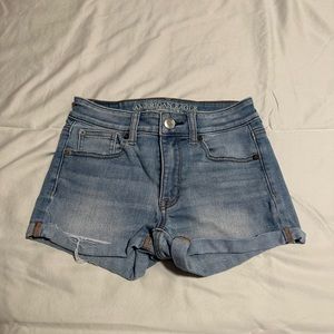 light wash denim shorts